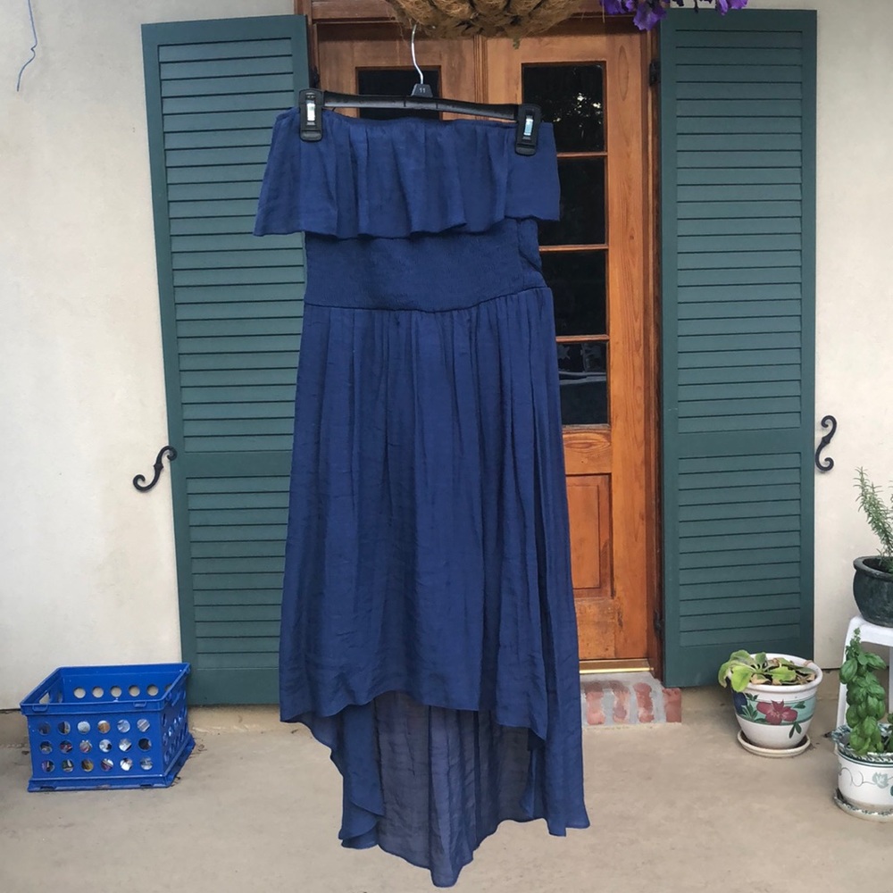 High low navy dress